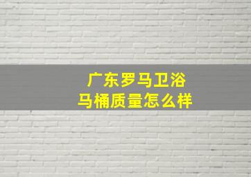 广东罗马卫浴马桶质量怎么样