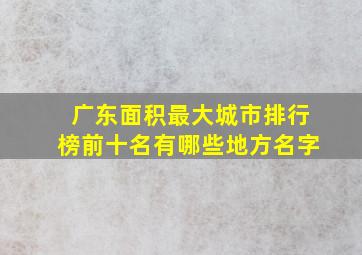 广东面积最大城市排行榜前十名有哪些地方名字