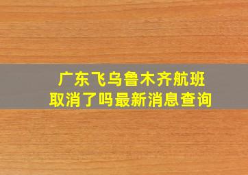 广东飞乌鲁木齐航班取消了吗最新消息查询