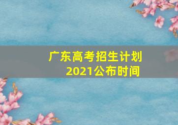 广东高考招生计划2021公布时间