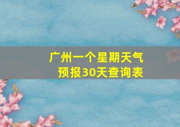 广州一个星期天气预报30天查询表