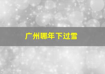 广州哪年下过雪