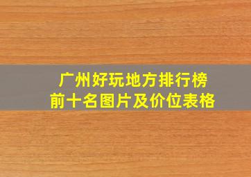 广州好玩地方排行榜前十名图片及价位表格