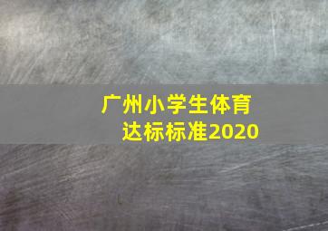 广州小学生体育达标标准2020