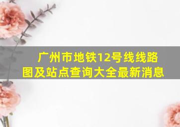 广州市地铁12号线线路图及站点查询大全最新消息