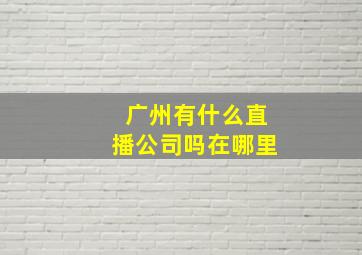 广州有什么直播公司吗在哪里