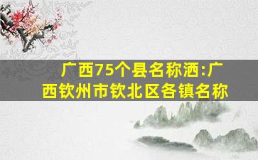 广西75个县名称洒:广西钦州市钦北区各镇名称