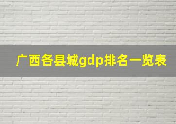 广西各县城gdp排名一览表