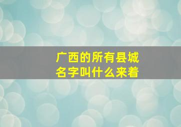 广西的所有县城名字叫什么来着