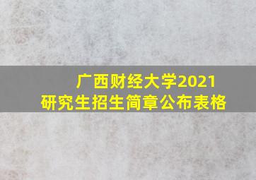 广西财经大学2021研究生招生简章公布表格