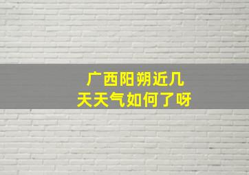 广西阳朔近几天天气如何了呀