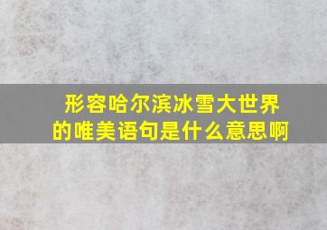 形容哈尔滨冰雪大世界的唯美语句是什么意思啊