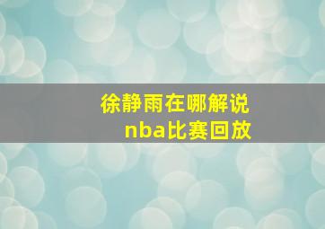 徐静雨在哪解说nba比赛回放