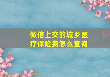 微信上交的城乡医疗保险费怎么查询