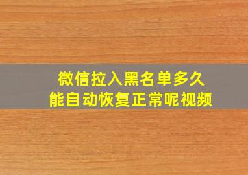 微信拉入黑名单多久能自动恢复正常呢视频