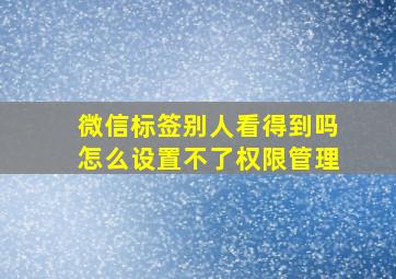 微信标签别人看得到吗怎么设置不了权限管理