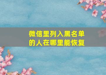 微信里列入黑名单的人在哪里能恢复