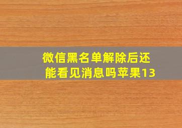 微信黑名单解除后还能看见消息吗苹果13