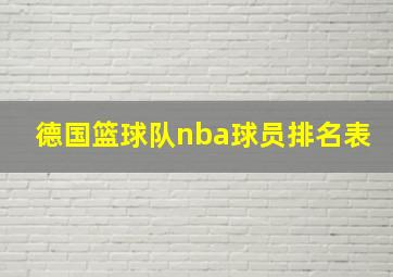 德国篮球队nba球员排名表