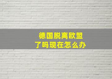 德国脱离欧盟了吗现在怎么办