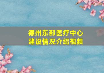 德州东部医疗中心建设情况介绍视频