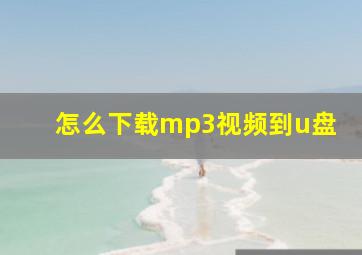 怎么下载mp3视频到u盘