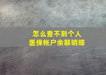 怎么查不到个人医保帐户余额明细