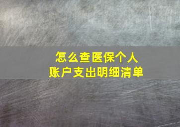 怎么查医保个人账户支出明细清单