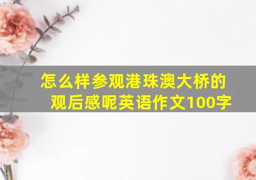 怎么样参观港珠澳大桥的观后感呢英语作文100字