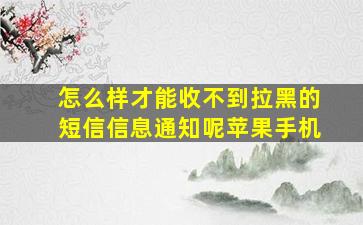 怎么样才能收不到拉黑的短信信息通知呢苹果手机