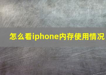 怎么看iphone内存使用情况