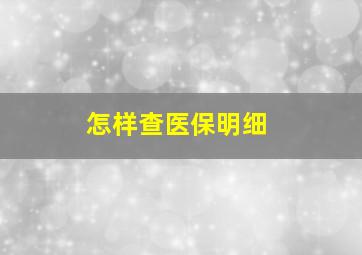 怎样查医保明细