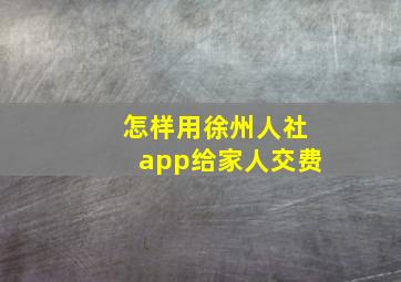 怎样用徐州人社app给家人交费