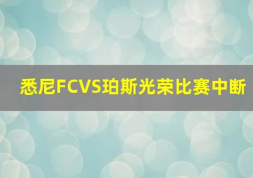 悉尼FCVS珀斯光荣比赛中断