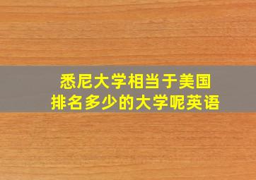 悉尼大学相当于美国排名多少的大学呢英语