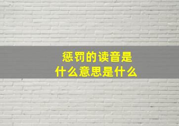 惩罚的读音是什么意思是什么