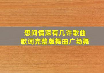 想问情深有几许歌曲歌词完整版舞曲广场舞