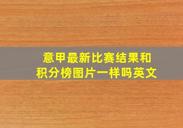 意甲最新比赛结果和积分榜图片一样吗英文