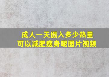 成人一天摄入多少热量可以减肥瘦身呢图片视频