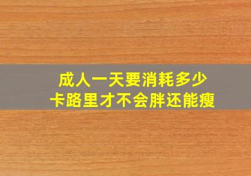 成人一天要消耗多少卡路里才不会胖还能瘦