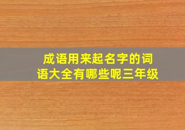 成语用来起名字的词语大全有哪些呢三年级