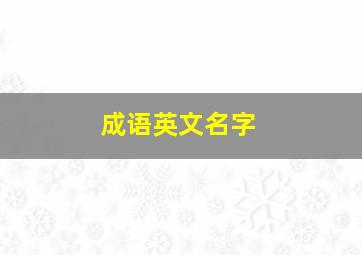 成语英文名字