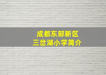 成都东部新区三岔湖小学简介