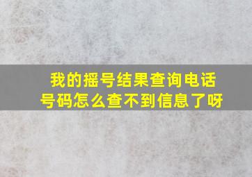 我的摇号结果查询电话号码怎么查不到信息了呀