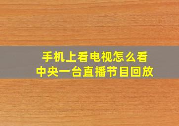 手机上看电视怎么看中央一台直播节目回放