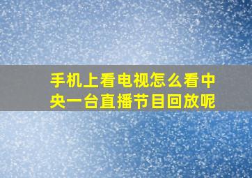 手机上看电视怎么看中央一台直播节目回放呢