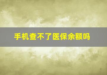 手机查不了医保余额吗