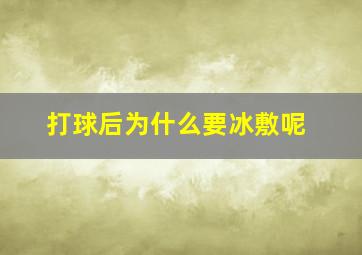 打球后为什么要冰敷呢