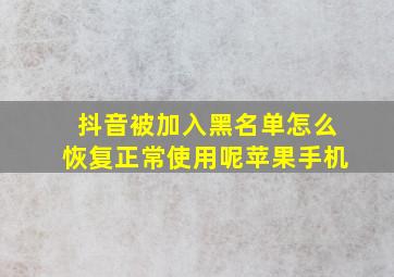 抖音被加入黑名单怎么恢复正常使用呢苹果手机