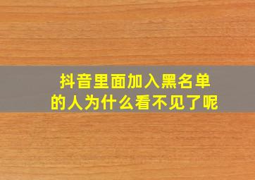 抖音里面加入黑名单的人为什么看不见了呢